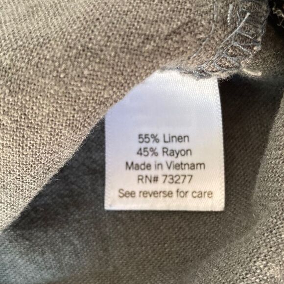 Sonoma Dress Women’s 1X Olive Green Linen Blend Pockets Short Cap Sleeve - Picture 6 of 8